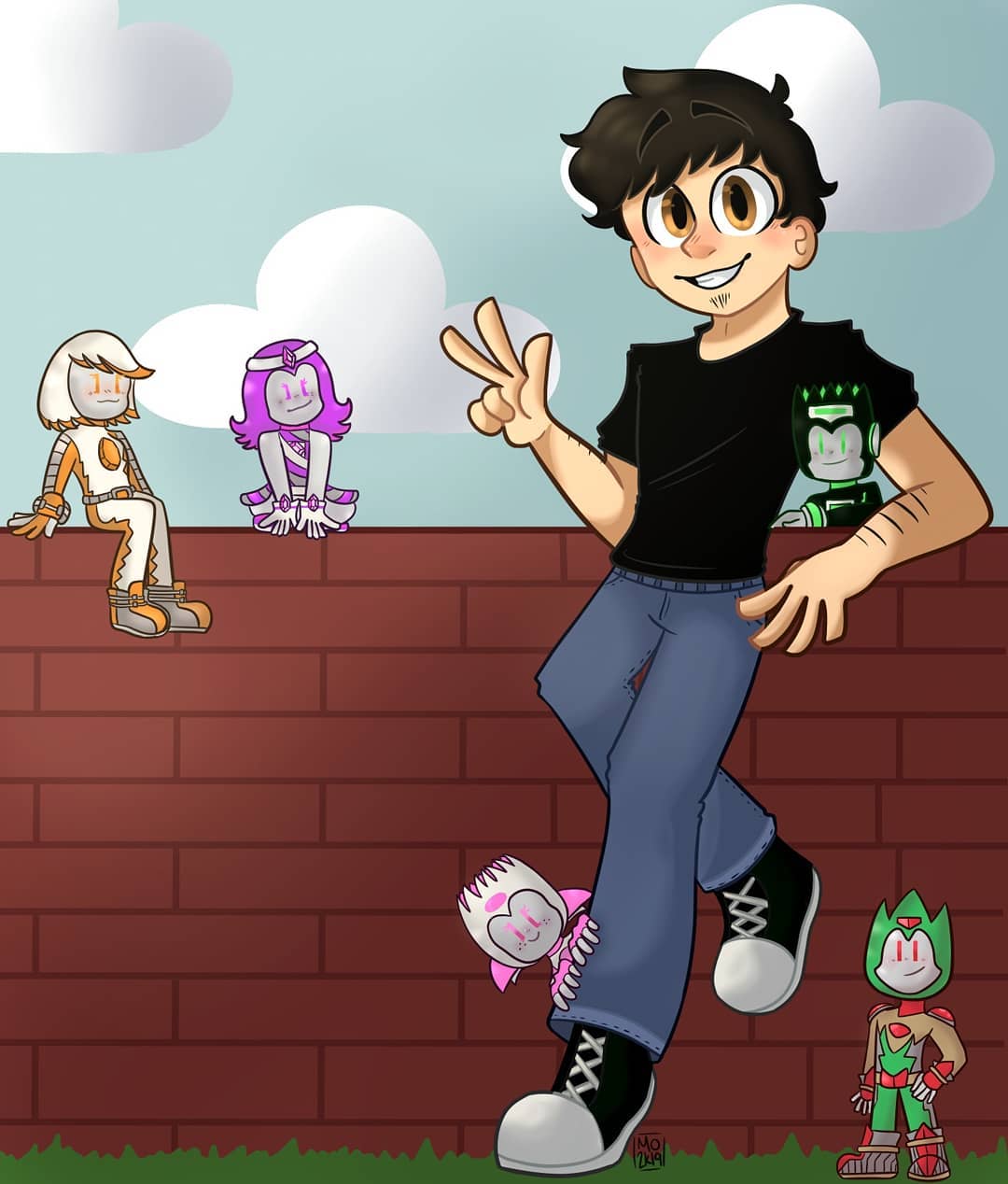Drawing of Eddie with some of his characters, gifted to him by his friend Mayo_Productions in 2019.
